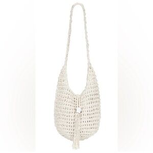 La Perla Bag in Natural- Cream Hobo Bag with Intricate Woven Patterns